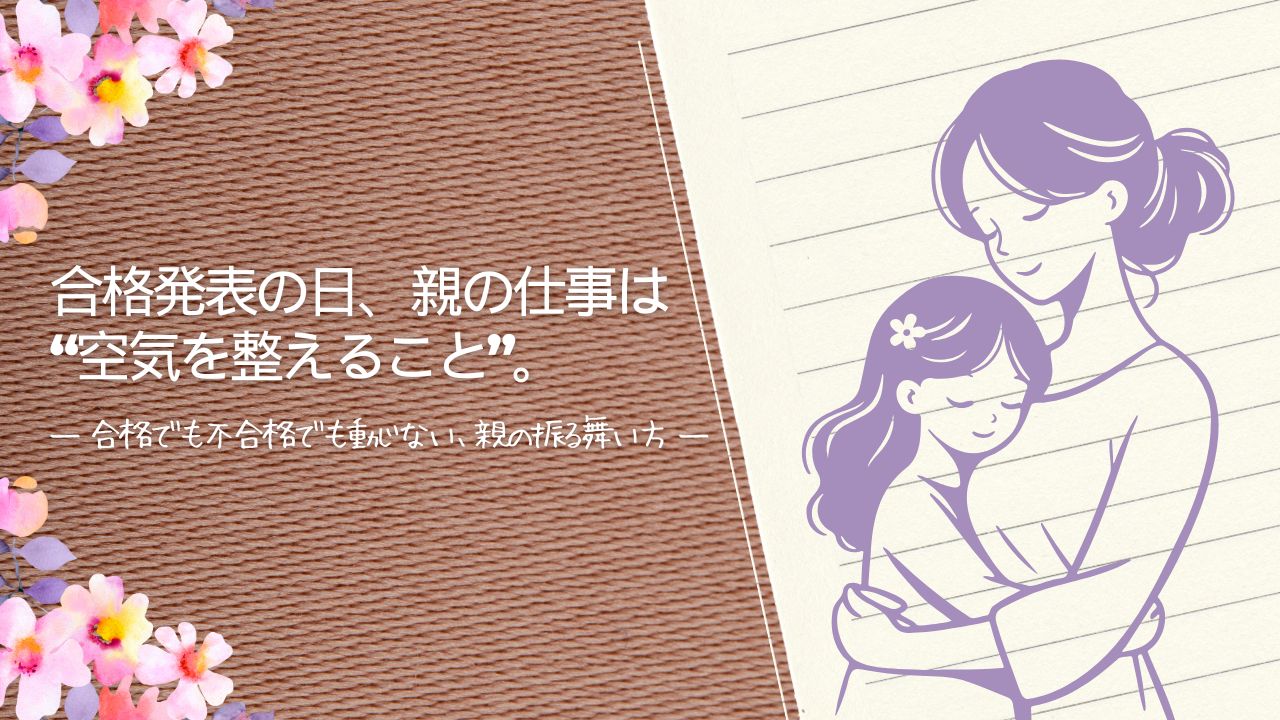 合格発表の日、親の仕事は“空気を整えること”。― 合格でも不合格でも動じない、親の振る舞い方 ―